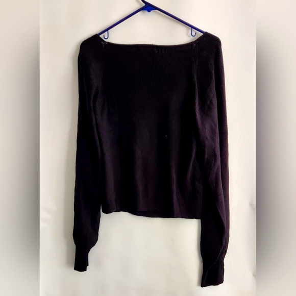NWT Seta T Women's Black Square Neck Long Sleeve Sweater - Picture 2 of 5